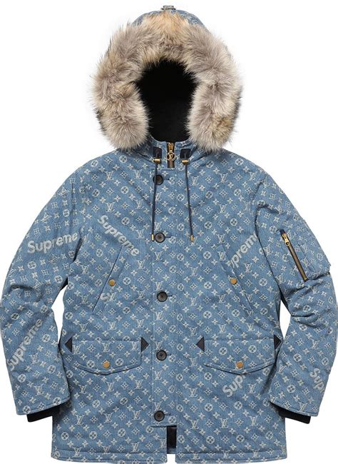 louis vuitton x supreme denim parka jacket|supreme x louis vuitton.